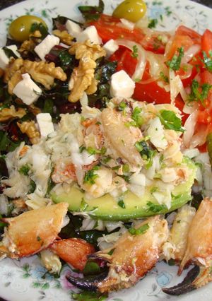 A picture of IMPERIAL AVOCADO. AVOCADO STUFFED WITH CRAB SALAD. JON STYLE.