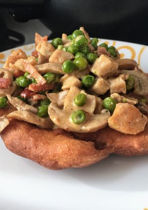 Csirkemell bella donna-módra low carb lángossal recept fotója