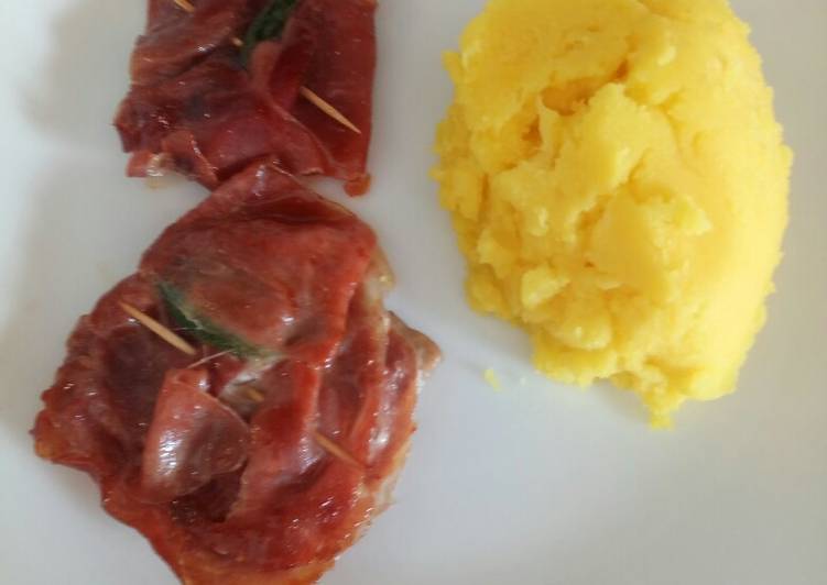 Recipe of Speedy Saltimbocca with saffron mash