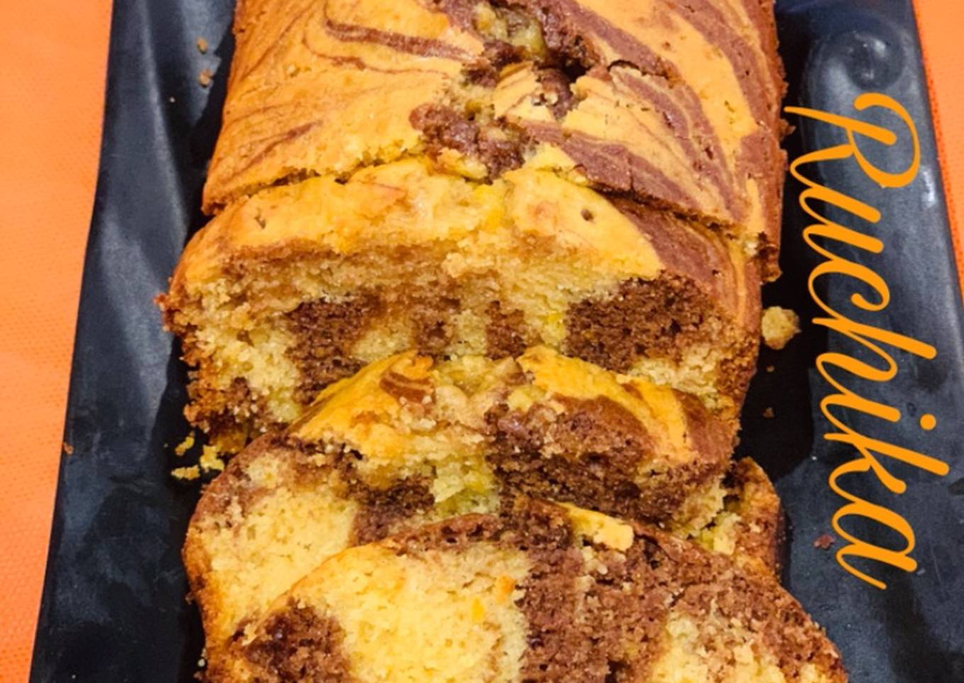 Orange marble wheat cake
