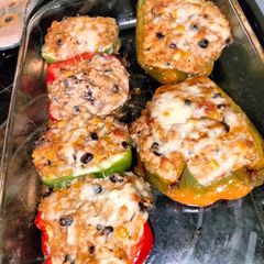 A picture of Buffalo Chicken Dip Stuffed Sweet Bell Peppers.