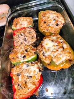A picture of Buffalo Chicken Dip Stuffed Sweet Bell Peppers.