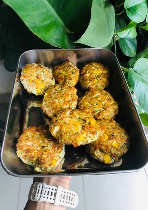 Hình của món Ức gà áp chảo rau củ.