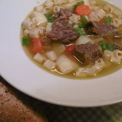 Beef Vegetable Soup (Kreatosoupa me laxanika) A picture of Beef Vegetable Soup (Kreatosoupa me laxanika).