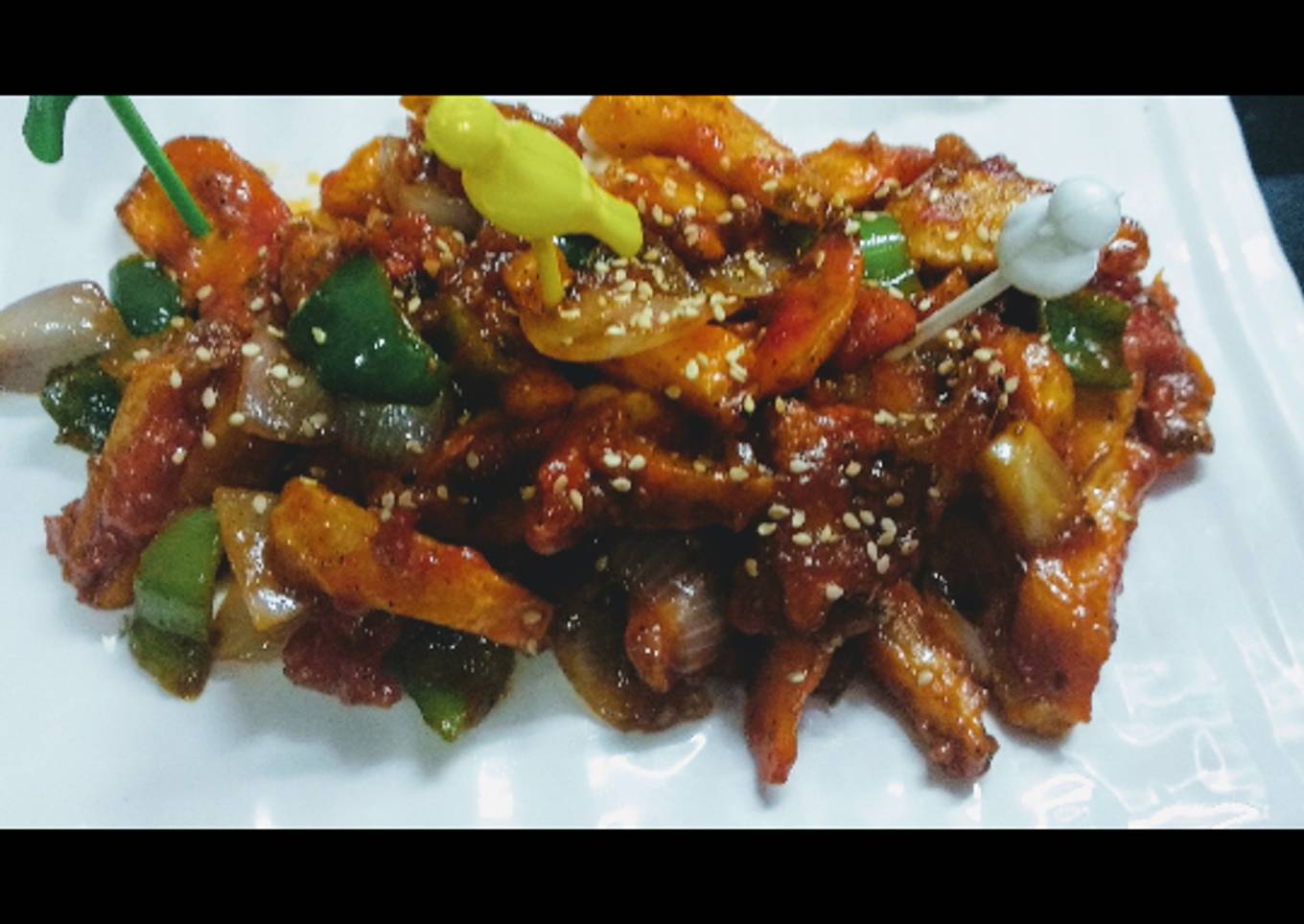 Honey chilli potatoes