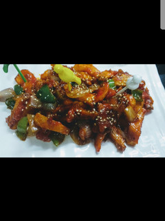 A picture of Honey chilli potatoes.