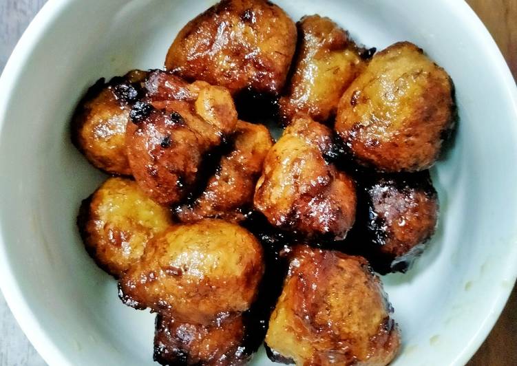 Banana Fritters in Jaggery Syrup
