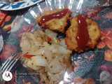 Lomito de armado sobre colchón de cebolla acompañado de torrejas mixtas