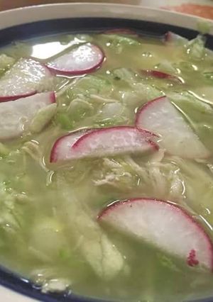 Una foto de Pozole de pipián verde