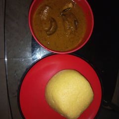 A picture of Bangs soup and Eba.