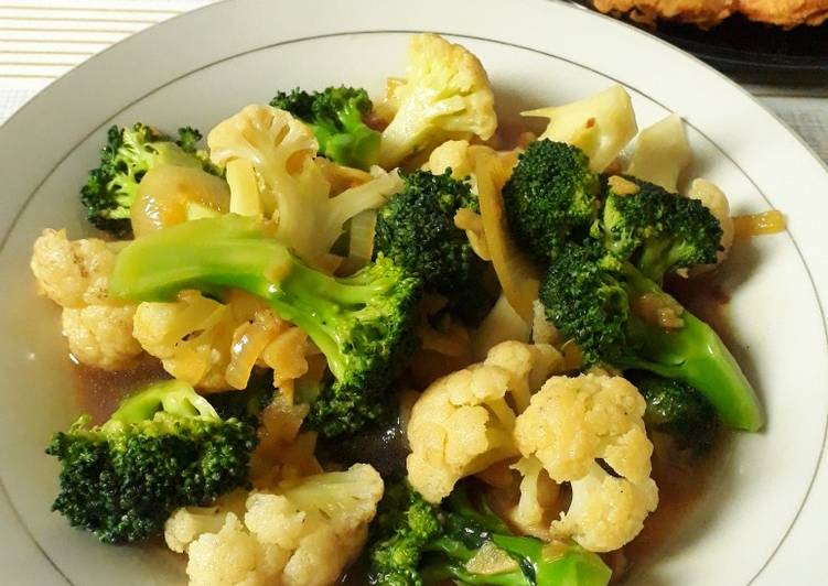 Resep Brokoli+Kembang Kol saus kecap Lezat