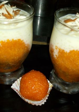 A picture of Motichoor rabri pudding.