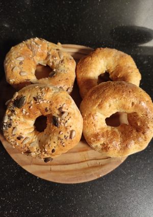 Una foto de Bagels en freidora de aire