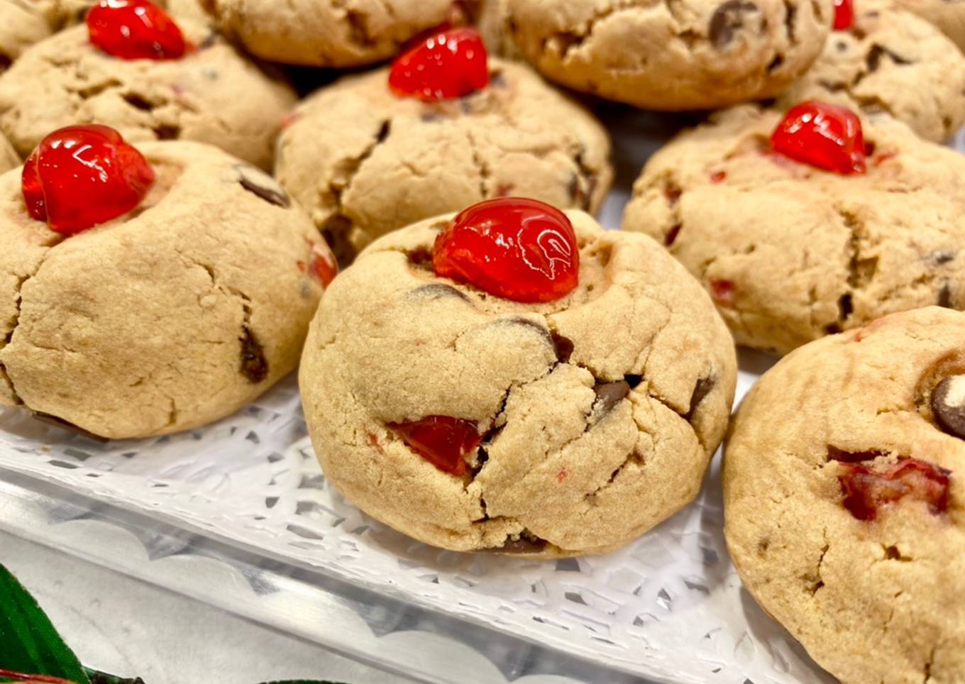 Cookies con cerezas en almíbar