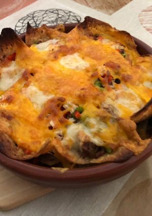 Una foto de Nachos con carne de ternera mexicanos