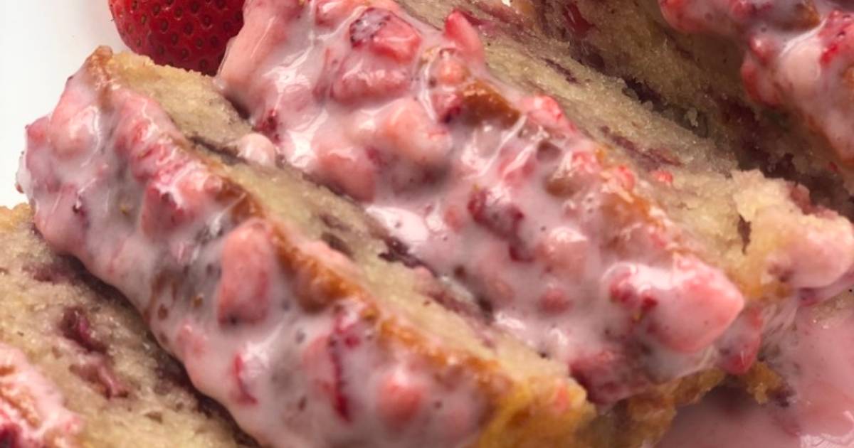 Eggless Strawberry Glazed Fresh Strawberry Bread Recipe By Varuna Jindal Cookpad