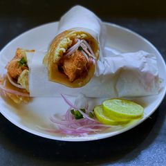 A picture of Kolkata style Egg Chicken Roll.