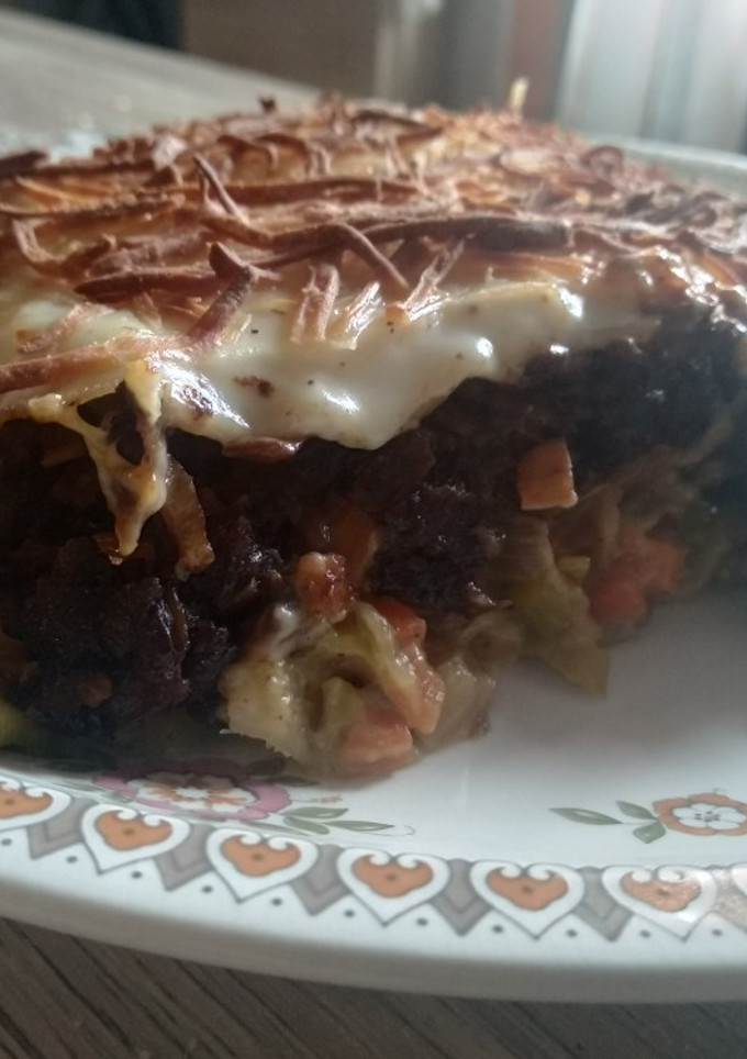 Una foto de Lasaña de morcilla y verduras