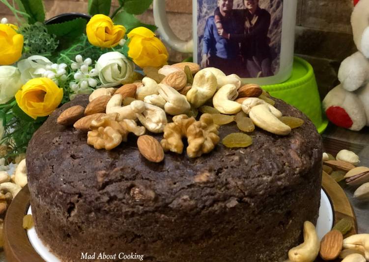 Whole Wheat Dry Fruits Chocolate Cake – Cooker Cake – No Egg, No Maida, No Butter