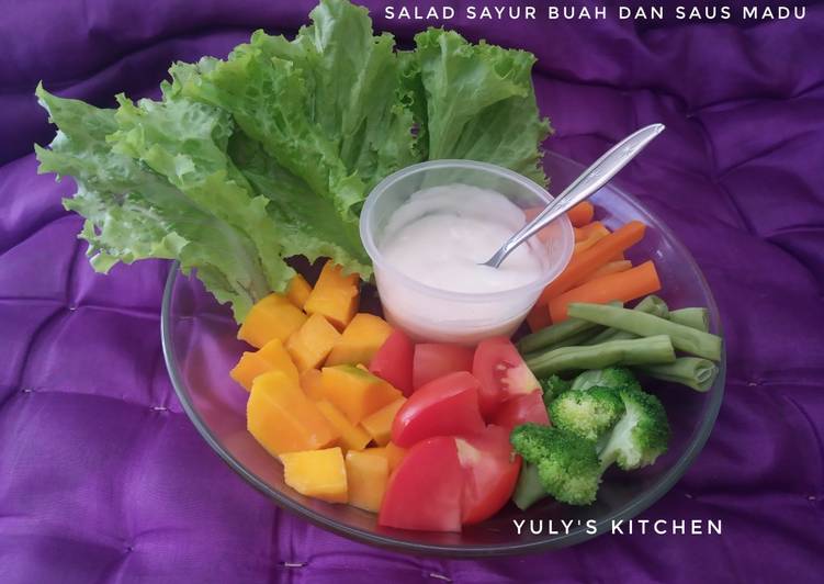 Cara Mudah Menyiapkan Salad Sayur Buah dan Saus Madu Super Enak