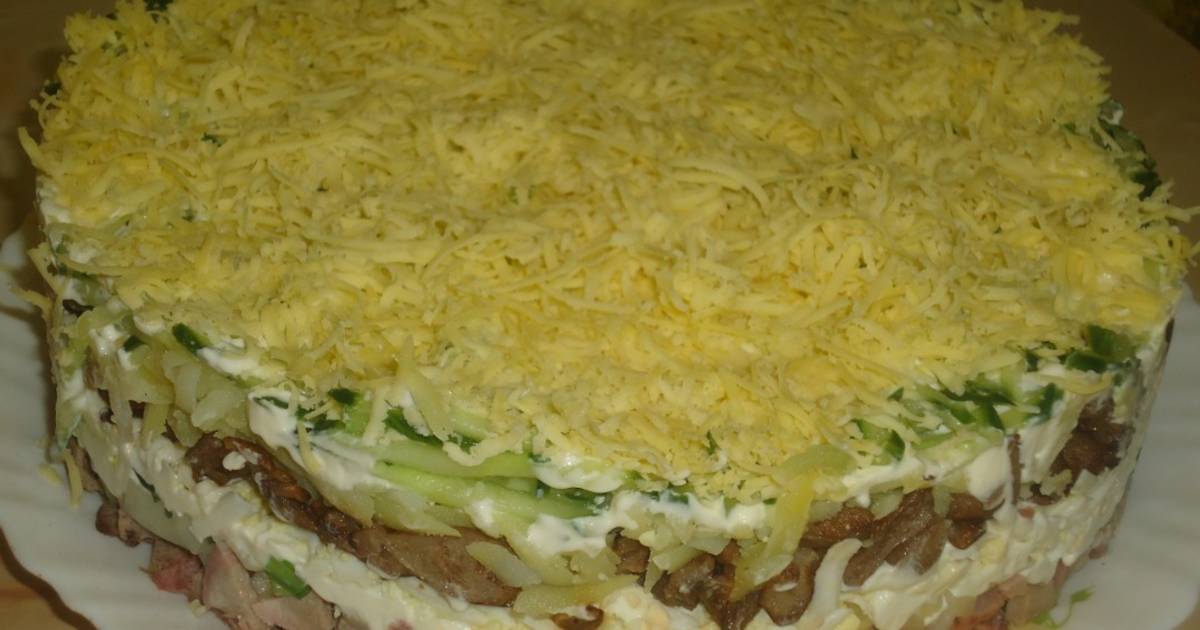 Салат Курица Грибы Слоеный С Фото