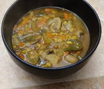 Popular Cuisine WFPB Spicy Mushroom Barley and Lentil Soup Practical Delicious