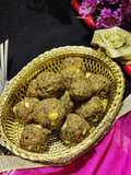 Wheat flour seeds and nuts Ladoo with leftover ghee residue
