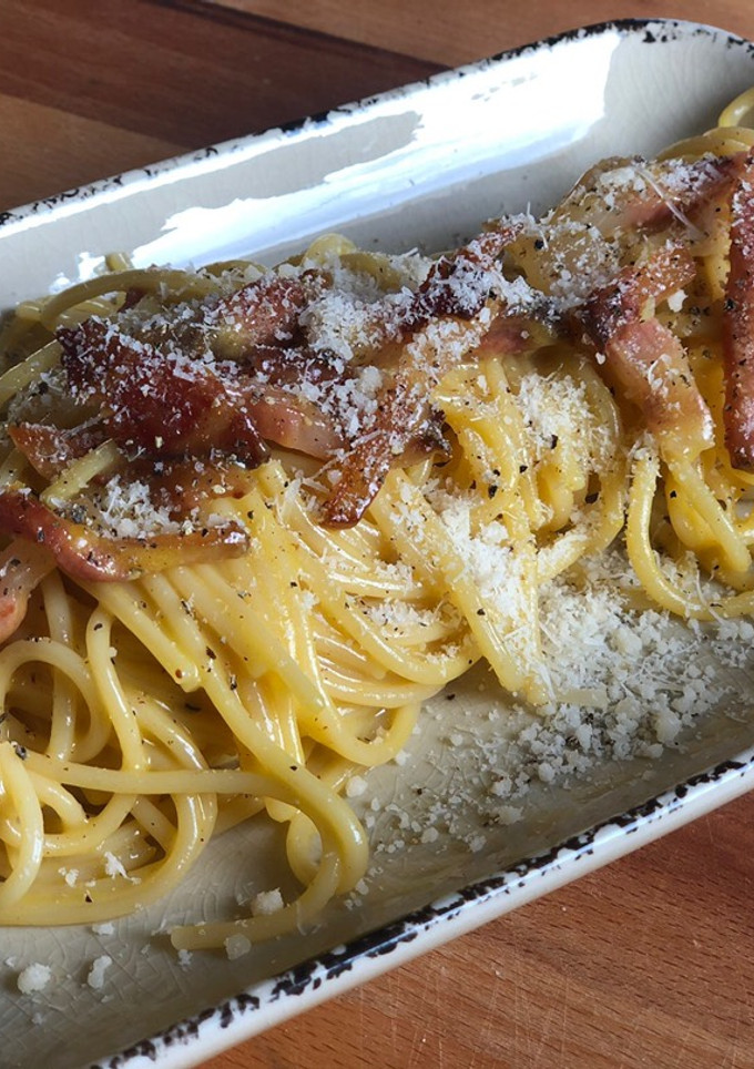 Una foto de Pasta a la Carbonara