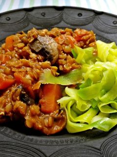 Vörösboros vöröslencse ragu, gombával recept fotója