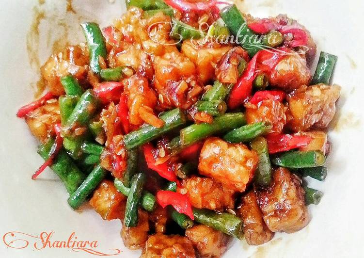 Tumis Tempe campur Kacang Panjang