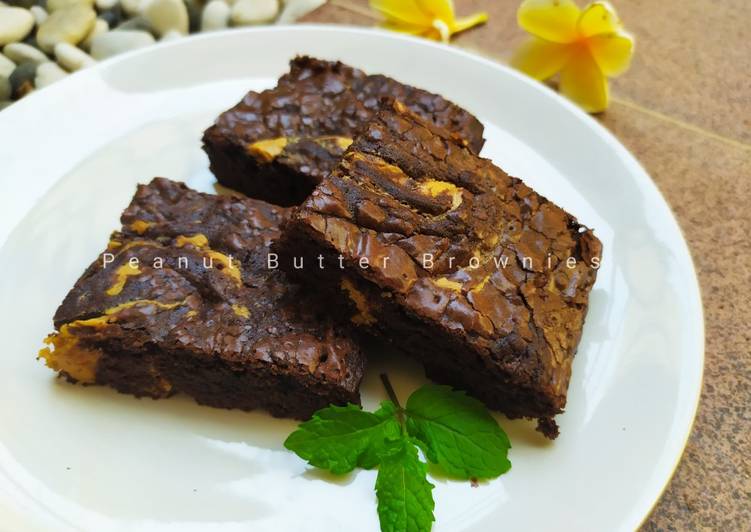 Peanut Butter Brownies (satu telur & no mixer)