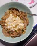 Gyudon beef bowl with scrambled egg
