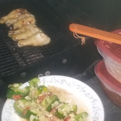 Bbq chicken kabobs (who needs the salt shaker?) A picture of Bbq chicken kabobs (who needs the salt shaker?).