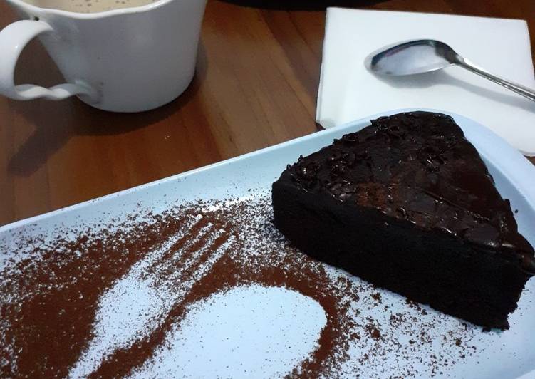 Super Moist Chocolate Cake with Glaze (no mixer no oven)