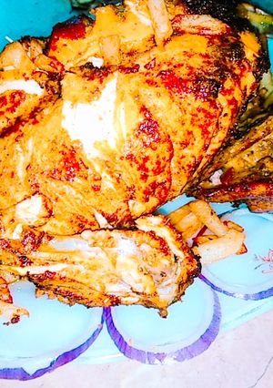 A picture of Spicy whole chicken Chargha.