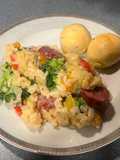 One pot sausage, veggies and rice