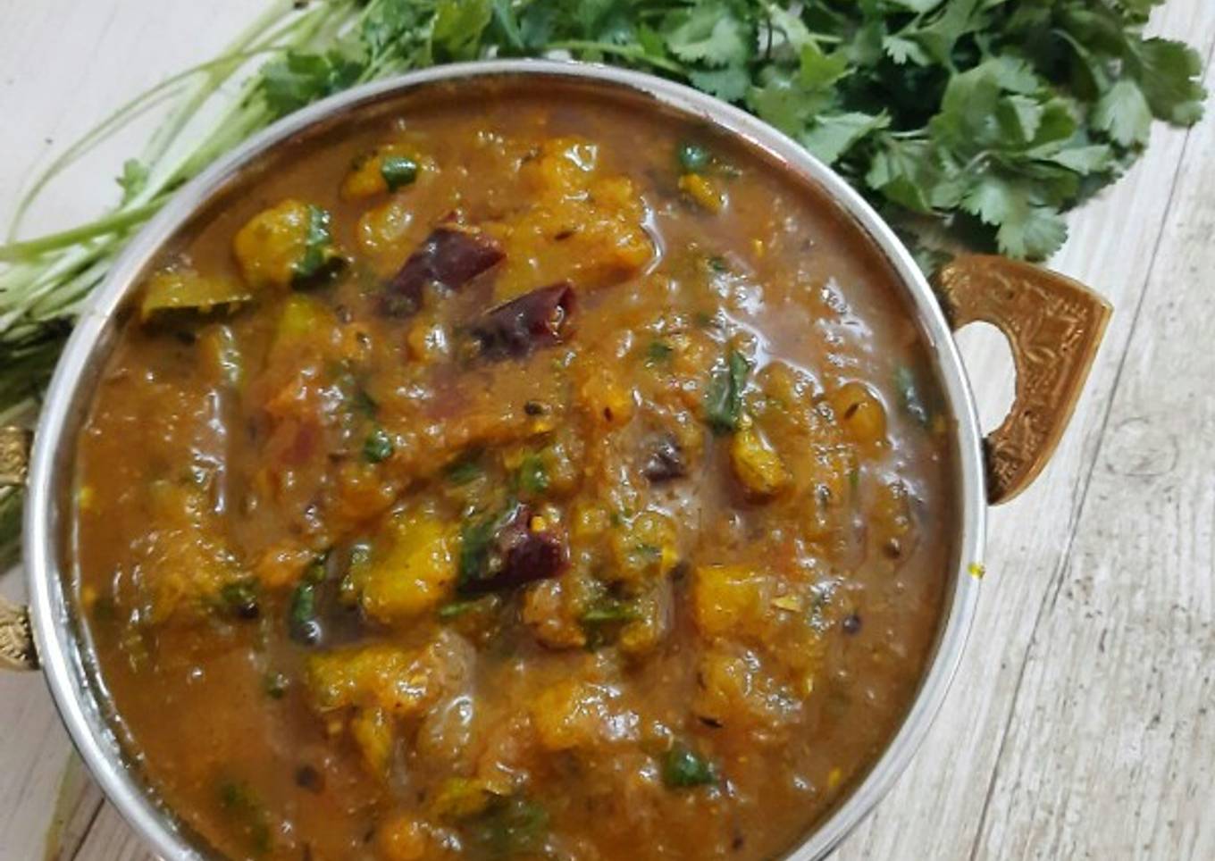 Sweet & sour pumpkin bhaji