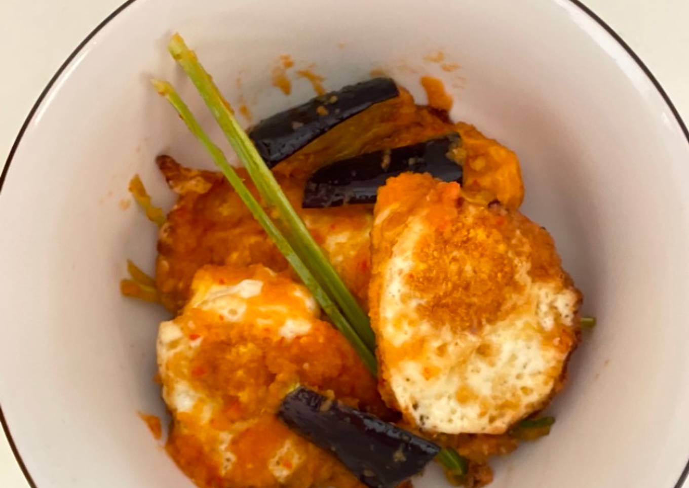 Balado telor mata sapi plus terung