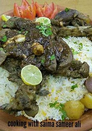 A picture of Mutton leg roast with yakhni rice #cookpadapp.
