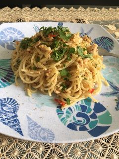 Foto resep Spaghetti Aglio Olio Tuna