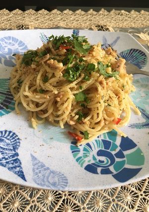 Foto resep Spaghetti Aglio Olio Tuna