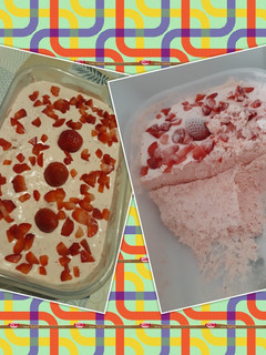 Una foto de Helado de fresa con trocitos