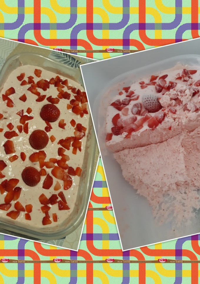 Una foto de Helado de fresa con trocitos