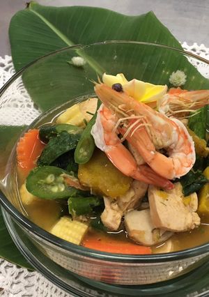 รูปของ แกงเลียงอกไก่กุ้งสด + พริกแกงหัวกุ้ง