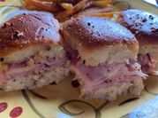 A picture of ham and provolone sandwich
