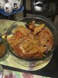 Pollo al horno con papas y salsa agridulce