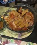 Pollo al horno con papas y salsa agridulce