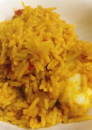 A picture of Native rice and egg.