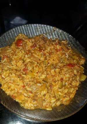 Una foto de Arroz con zapallito tomate y cuadrada