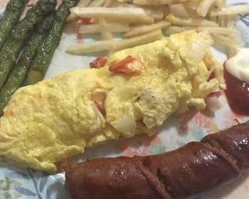 The New Way Serving Recipe Mushroom omeletasparagus and sausage Most Delicious